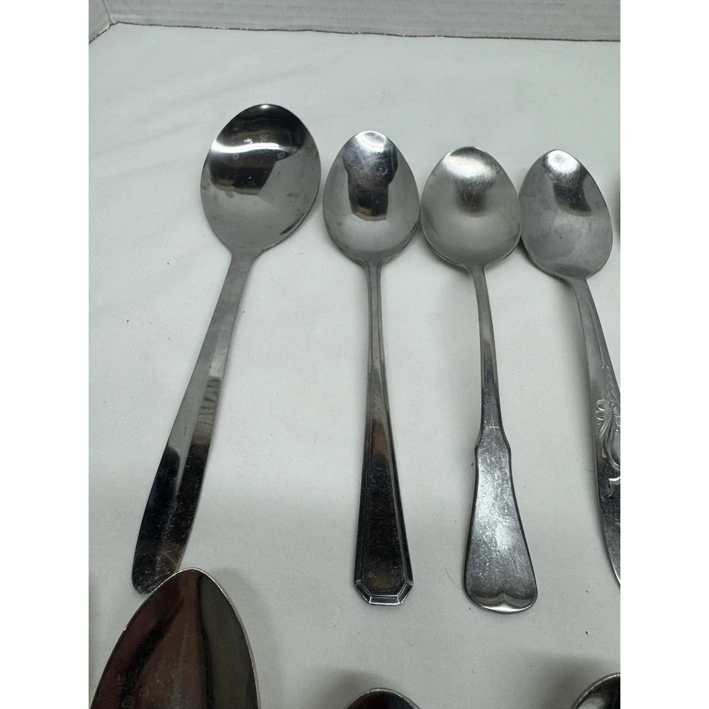 Mixed Lot Of 15 Stainless Steel Serving Spoons Various Brands